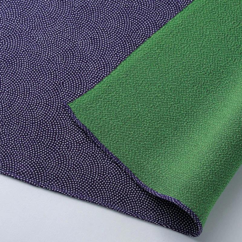 Silk Chirimen-Reversible Fine Sharkshin Furoshiki in Purple / Green