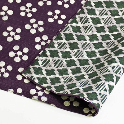 Fuku-Musubi Japanese Apricot / Pine and Bamboo Furoshiki in Purple / Green