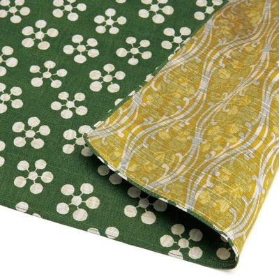 Fukumusubi Japanese Apricot Furoshiki, in Green / Yellow