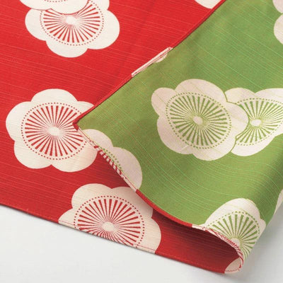 Isa Monyo Reversible Japanese Apricot Furoshiki in Red / Green