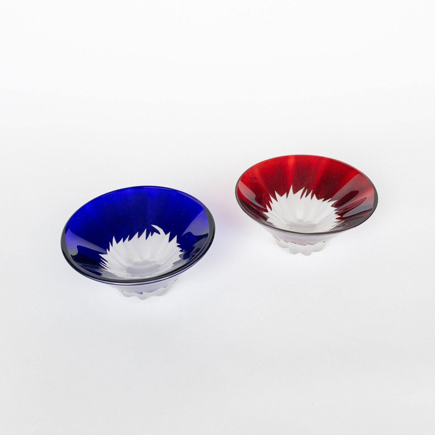 Tajima Glass Toast of Mt.Fuji Blue & Red Sake Cups 55ml