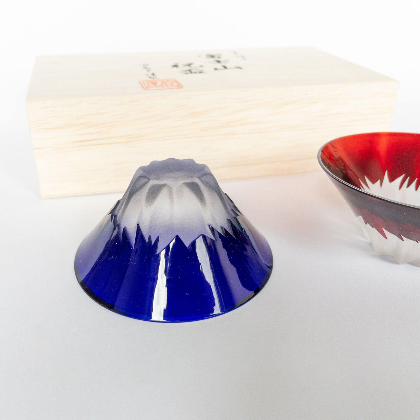 Tajima Glass Toast of Mt.Fuji Blue & Red Sake Cups 55ml